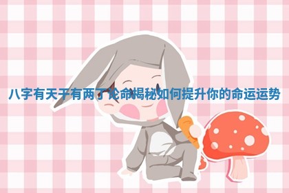 八字有天干有两丁论命 🔣 揭秘如何 🦐 提升你的命运运势