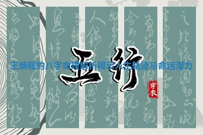 王炳程的八字命理 🍸 解析 🔯 揭示人生轨迹与命运潜力
